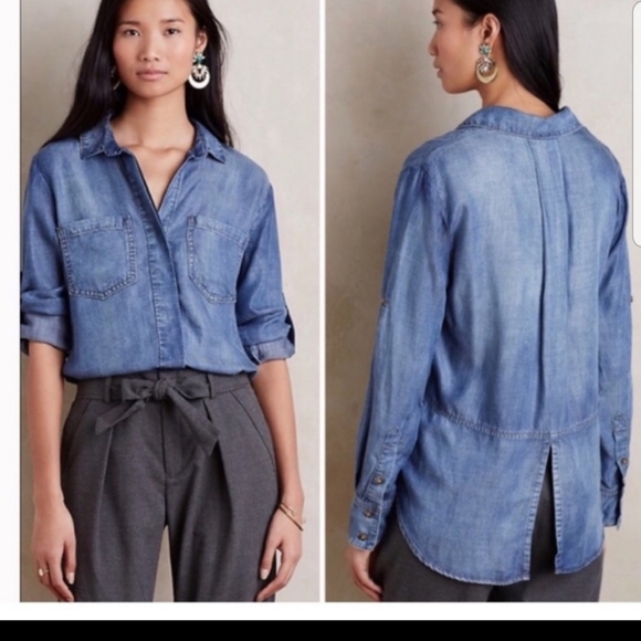 Anthropologie Cloth & Stone Chambray Button Down - Picture 1 of 4
